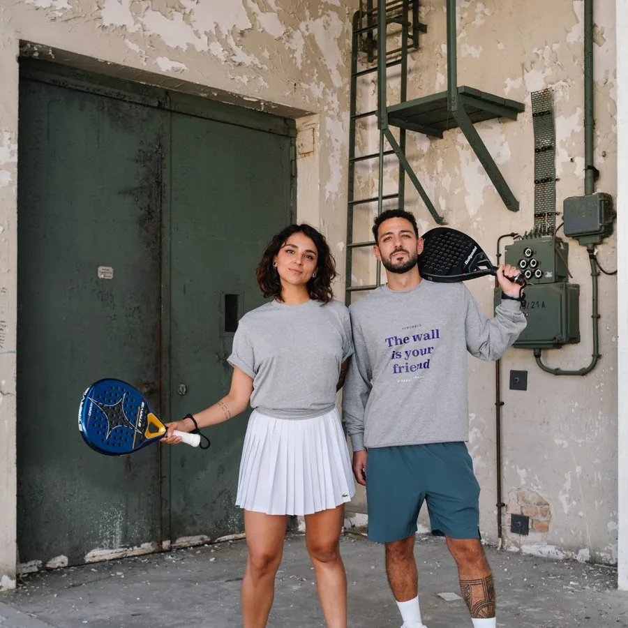 Two players in a padel apparel crewnecks